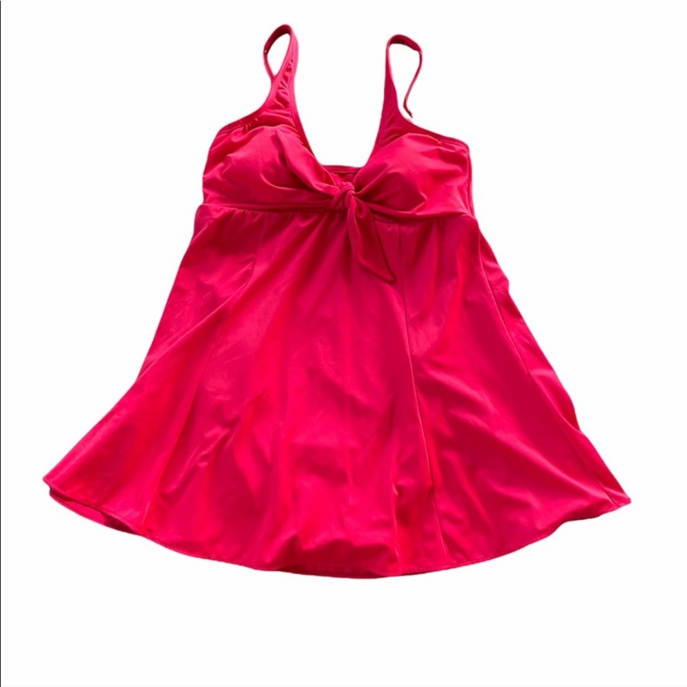 Marina West Red One Piece Bathing Suit Dress skirt style Size 14